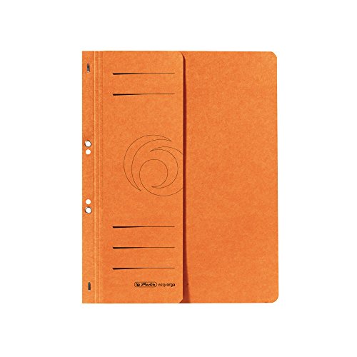 Herlitz 10837359 Ösenhefter A4, kaufmännische Heftung, 1/2 Vorderdeckel, Karton, 50 Stück, orange von Herlitz