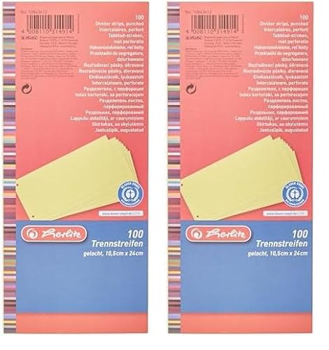 Herlitz 10843613 Trennstreifen, 100-er Packung, Gelb (Packung mit 2) von Herlitz