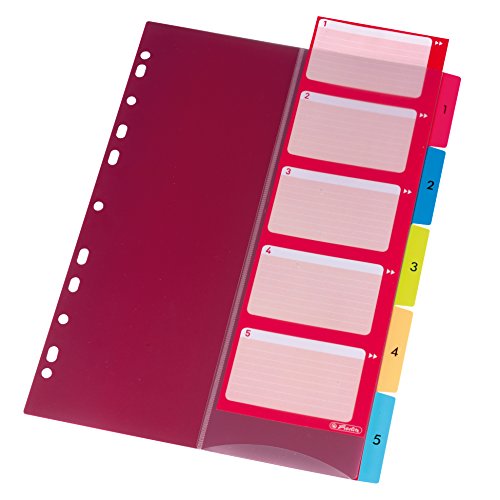 Herlitz 10913689 Register 1-5, 21 x 29,7 cm, PP, farbig mit IndexBlatt und Eurolochung Herlitz 10913689 Register 1-5, 21 x 29,7 cm, PP, farbig mit IndexBlatt und Eurolochung von Herlitz