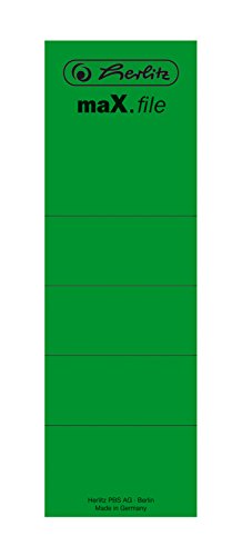 Herlitz 11000429 Rückenschild 60 x 190 mm, selbstklebend, 10 Stück im Polybeutel, grün von Herlitz