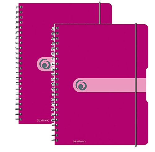Herlitz 11293073 Spiralblock A4 to go, Holzfreies Papier, 80 Blatt (2er Pack A4, beere) von Herlitz
