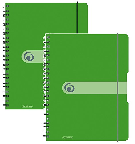 Herlitz 11293073 Spiralblock A4 to go, Holzfreies Papier, 80 Blatt (2er Pack A4, grün) von Herlitz