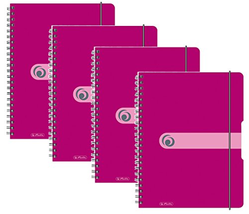 Herlitz 11293073 Spiralblock A4 to go, Holzfreies Papier, 80 Blatt (4er Pack A4, beere) von Herlitz
