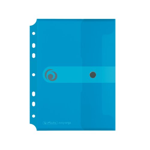 Herlitz 11293826 Dokumententasche A5 zum Abheften, Polypropylen-Folie, 6-er Packung, mit Druckknopfverschluss, transparent blau von Herlitz