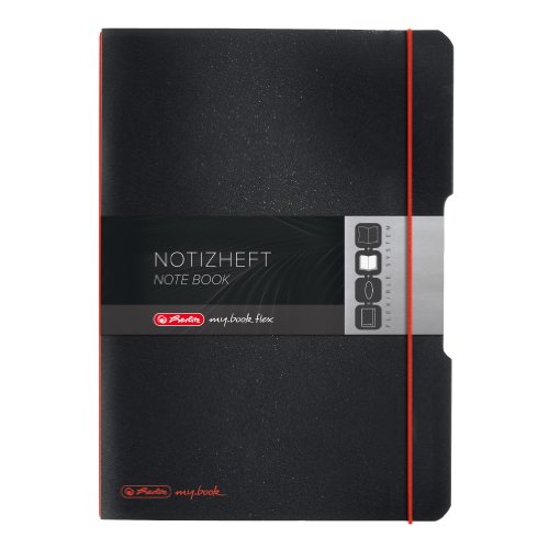 Herlitz 11361508 Notizheft (A4, PP-Wechselcover mit Verschlußgummi, 80g/m²) 80 Blatt, Schwarz von Herlitz