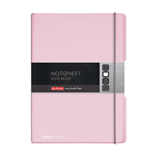 Herlitz 11408648 Notizheft (A4, PP-Wechselcover mit Verschlußgummi, 80g/m²) 80 Blatt rose-transparent von Herlitz