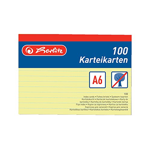 herlitz Karteikarte A6, liniert, gelb, 100 Stück von Herlitz