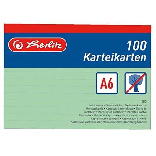 herlitz Karteikarte A6, liniert, grün, 100 Stück von Herlitz