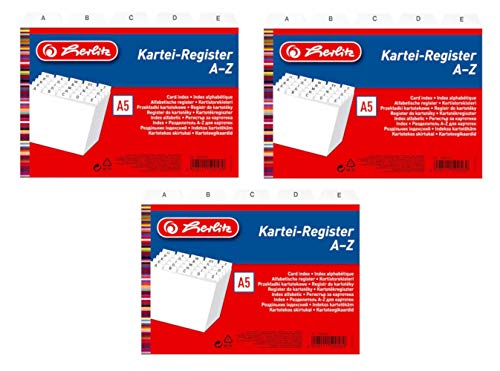 Herlitz 1500560 Karteiregister PP A5 weiß (3x DIN A5) von Herlitz