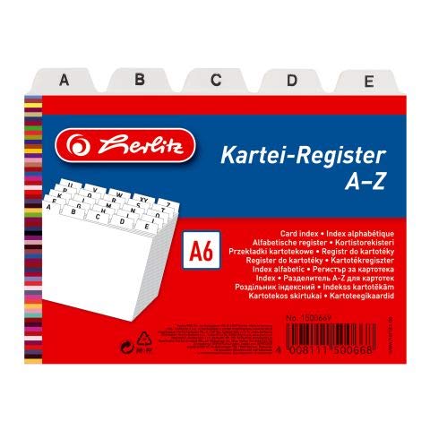 Herlitz 1500669 Karteiregister A6 Kunststoff PP 25-teilig A-Z weiß (10x DIN A6) von Herlitz