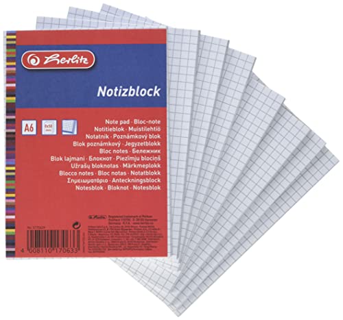 Herlitz Haushaltsnotizblock A6, kariert, je 50 Blatt, 8 Stück Herlitz Haushaltsnotizblock A6, kariert, je 50 Blatt, 8 Stück von Herlitz