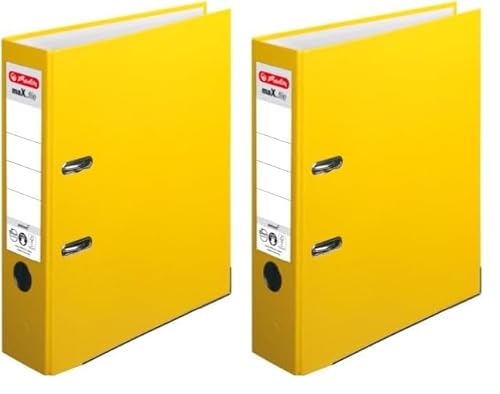Herlitz 180 Grad Ordner, DIN A4, Gelb, 8 cm (Packung mit 2) von Herlitz