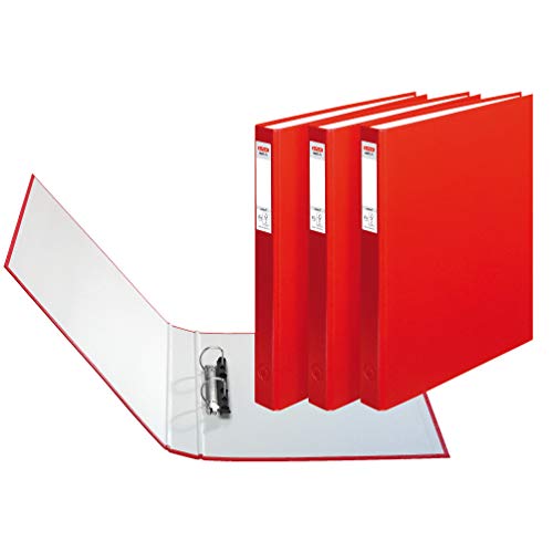 Herlitz 1913805 Ringbuch A4 PP 2-Bügel, 24 mm, 3er Pack, Farbe rot von Herlitz