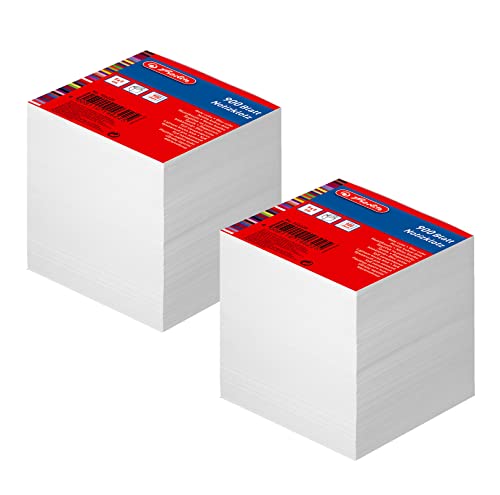 Herlitz 2 Notizklötze geleimt 9x9x9 cm Weiß Blanko Notizzettel 900 Blatt von Herlitz