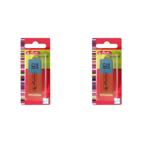 Herlitz 2 Radierer, rote Seite für Graphit/blaue Seite für Tinte (Packung mit 2) von Herlitz