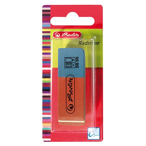 Herlitz Radierer, rote Seite für Graphit/blaue Seite für Tinte, 1 Blisterkarte mit 2 Stück Herlitz Radierer, rote Seite für Graphit/blaue Seite für Tinte, 1 Blisterkarte mit 2 Stück von Herlitz