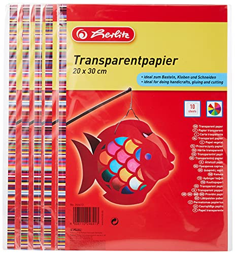 Herlitz 246413 Transparentpapier, 20 x 30 cm, 10 Blatt, 5-er Pack von Herlitz