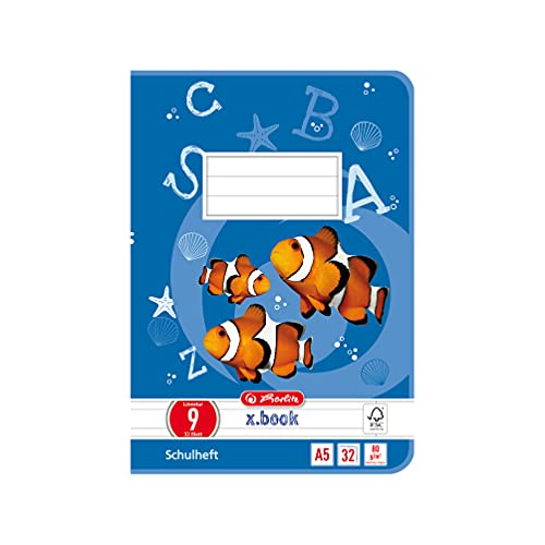 Herlitz 340091 Heft A5 Lineatur 09, holzfreies Papier, liniert mit Rand, 80 g/m², 32 Blatt, weiß, 5 Stück von Herlitz