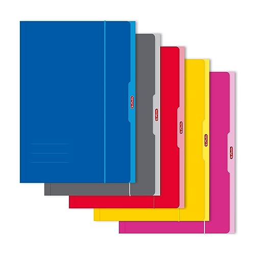 Herlitz 444315 Sammelmappe A3, farbig sortiert: rot/gelb/pink/grau/blau - keine Farbauswahl möglich, 5 Stück von Herlitz