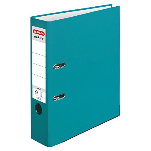 Herlitz 50015931 Ordner maX.file protect (A4, 8 cm, mit Einsteckrückenschild), 8 cm Caribbean Turquoise, 1 Stück von Herlitz