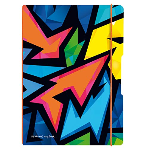 Herlitz 50027378 Notizheft flex mit Wechselcover, A4, 2 x 40 Blatt, Motiv: Neon Art, 1 Stück von Herlitz