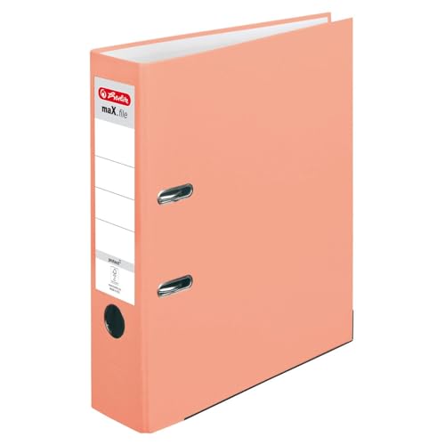 Herlitz 50028467 Ordner maX.file protect A4 (8 cm mit Einsteckrückenschild), lachs, 1 Stück von Herlitz