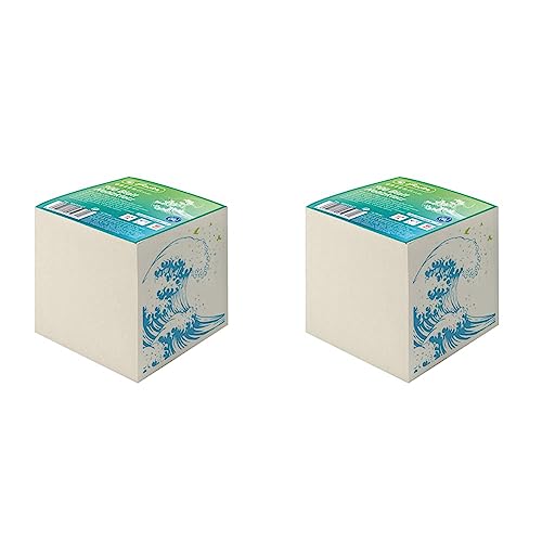 Herlitz 50033461 Notizklotz 9 x 9 x 9 cm, 900 Blatt, Motiv: GREENline Welle, 1 Stück (Packung mit 2) von Herlitz