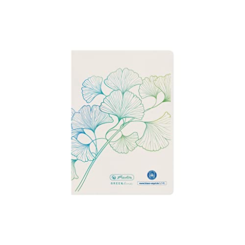 herlitz 50033584 Heft A6, 32 Blatt liniert, Motiv: GREENline Ginkgo, 1 Stück von Herlitz
