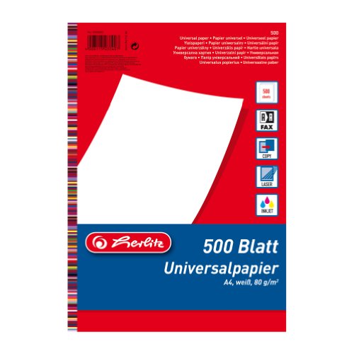Herlitz 5033402 Universalpapier A4 80g, 500 Blatt weiss, holzfrei von Herlitz