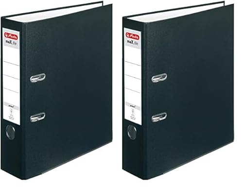 Herlitz 5480801 Ordner maX.file protect A4 (8 cm mit Einsteckrückenschild) schwarz (Packung mit 2) von Herlitz