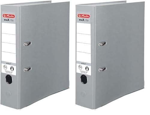 Herlitz 5480900 Ordner maX.file protect A4 (8 cm mit Einsteckrückenschild), grau, 1 Stück (Packung mit 2) von Herlitz