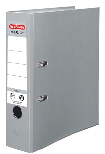 Herlitz 5480900 Ordner maX.file protect A4 (8 cm mit Einsteckrückenschild), grau, 1 Stück von Herlitz