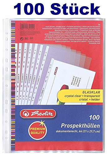 Herlitz 5850508 Prospekthülle Premium, A4, glasklar, dokumentenecht (100 Stück) von Herlitz