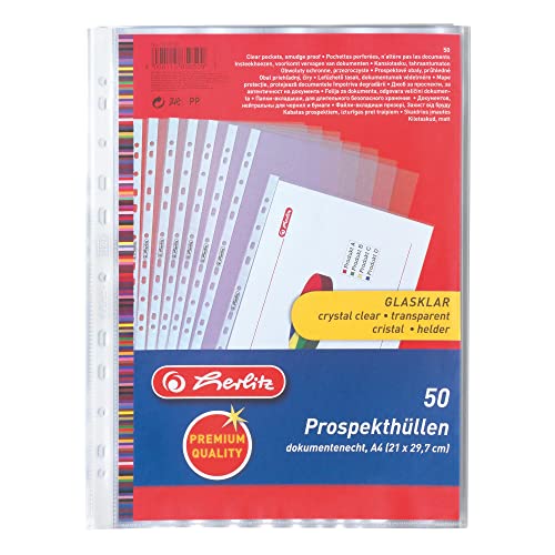 Herlitz 5850508 Prospekthülle Premium, A4 glasklar, 50er Packung von Herlitz