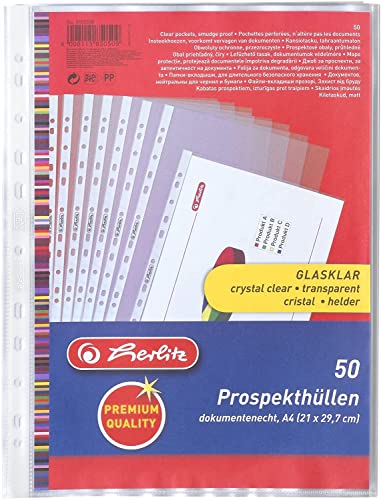 Herlitz 5850508 Prospekthülle Premium, A4 glasklar (A4, 100er Premium) von Herlitz