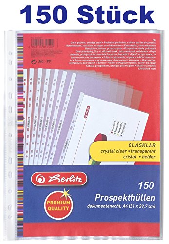 Herlitz 5850508 Prospekthülle Premium, A4 glasklar (glasklar, 150er Pack) von Herlitz