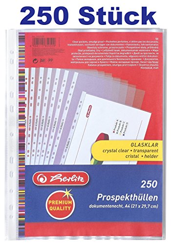 Herlitz 5850508 Prospekthülle Premium, A4 glasklar (glasklar, 250er Pack) von Herlitz