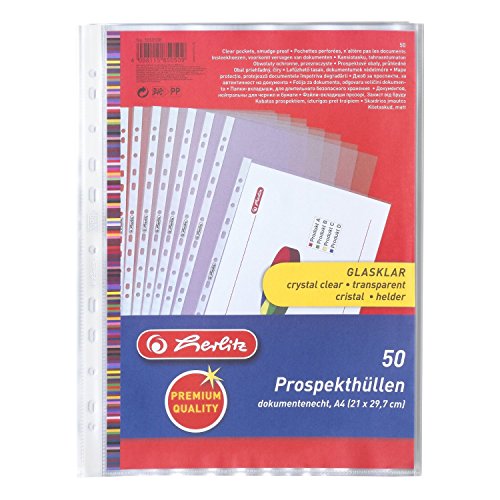 Herlitz 5850508 Prospekthülle Premium, A4 glasklar 150 Hüllen von Herlitz