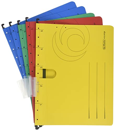 Herlitz 5874953 Hängehefter A4 UniReg kaufmännisch, Kraftkarton, 230 g/qm, 5er Packung (Hängehefter | 5er Set, sortiert) von Herlitz