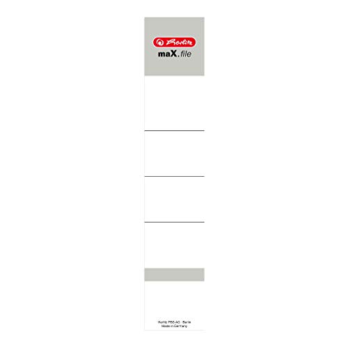 Herlitz 5966056 Rückenschild 36 x 190 mm für 5 cm-Ordner, selbstklebend, 10 Stück, weiß von Herlitz