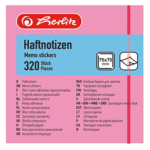 Herlitz 790774 Haftnotizblock 75 x 75 mm, 320 Blatt, neon orange von Herlitz