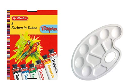 Herlitz 8643041 Temperafarben 6 Tuben je 16ml (Temperafarben 6 Tuben + Mischpalette) von Herlitz