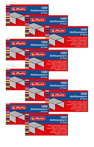 Herlitz 8760514 Heftklammern Nummer 24/6 verzinkt, 1000 Stück, metall (10 Packungen / 24/6) von Herlitz