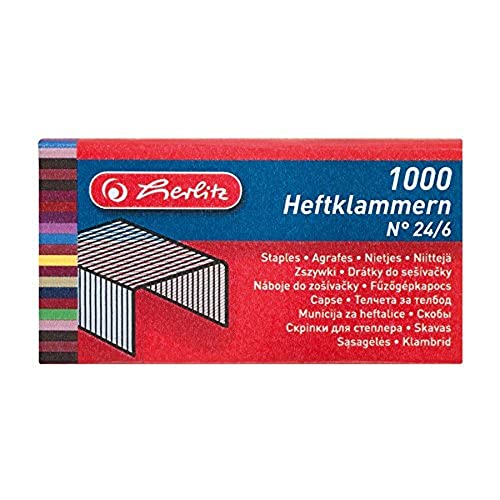 Herlitz 8760514 Heftklammern Nummer 24/6 verzinkt, 1000 Stück, metall von Herlitz