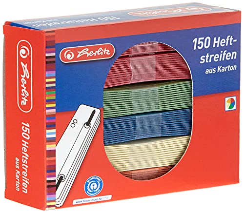 Herlitz 8767709 Heftstreifen Recycling 150er Packung (Farben sortiert) (Single) von Herlitz