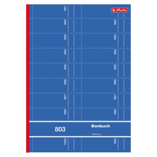 Herlitz 892612 Bonbuch 803, A4, rosa, blau, gelb, grün oder rot, 2x50 Blatt, 1000 Bons farbig sortiert Herlitz 892612 Bonbuch 803, A4, rosa, blau, gelb, grün oder rot, 2x50 Blatt, 1000 Bons farbig sortiert von Herlitz