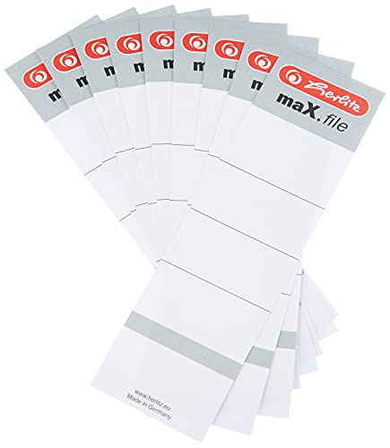 Herlitz 9743105 Rückenschild 54 x 190 mm für 8 cm-Ordner, zum Einstecken, 10 Stück, weiß Herlitz 9743105 Rückenschild 54 x 190 mm für 8 cm-Ordner, zum Einstecken, 10 Stück, weiß von Herlitz