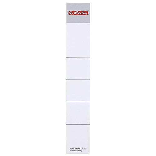 Herlitz 9743154 Rückenschild 30 x 190 mm für 5 cm-Ordner, zum Einstecken, 10 Stück, weiß (10) von Herlitz