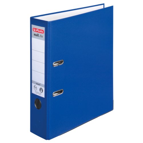 Herlitz 9942665 Ordner maX.file protect A4 8cm, PP-Kunststoffbezug/Papier hellgr.besch. 5er Packung, Farbe blau von Herlitz