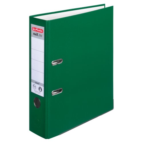 Herlitz 9942673 Ordner maX.file protect A4 8cm, PP-Kunststoffbezug/Papier hellgr.besch. 5er Packung, Farbe grün von Herlitz